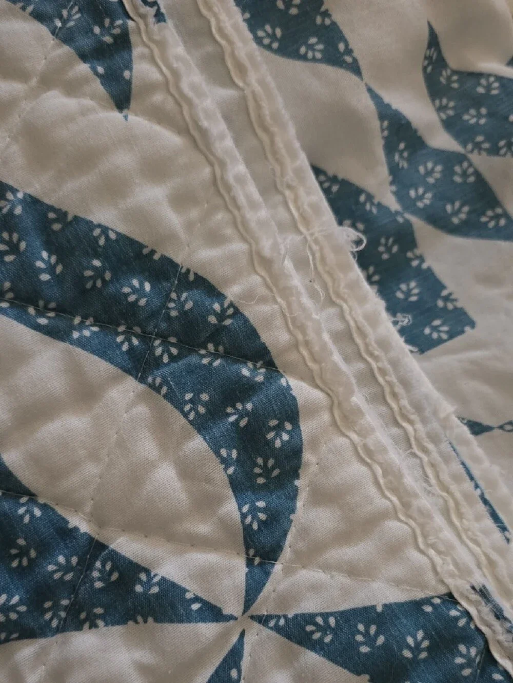 Classic Blue and White Quilted Bedspread
